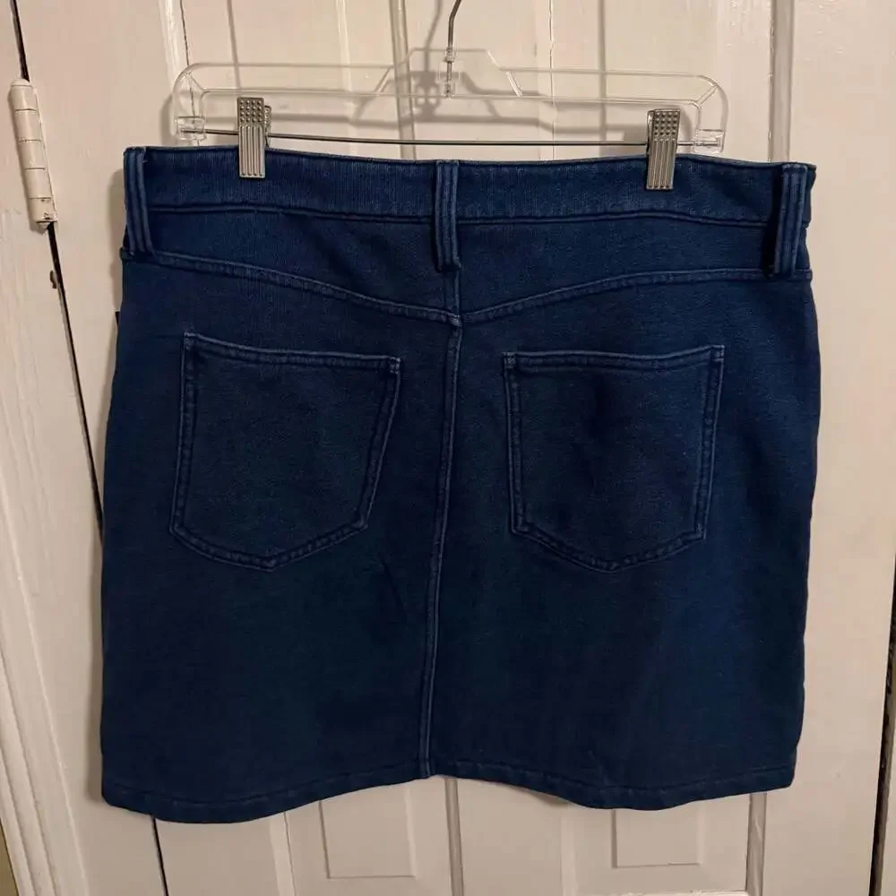 Gap 2025 French Terry Denim Skirt Dark Wash Indigo Large Tall